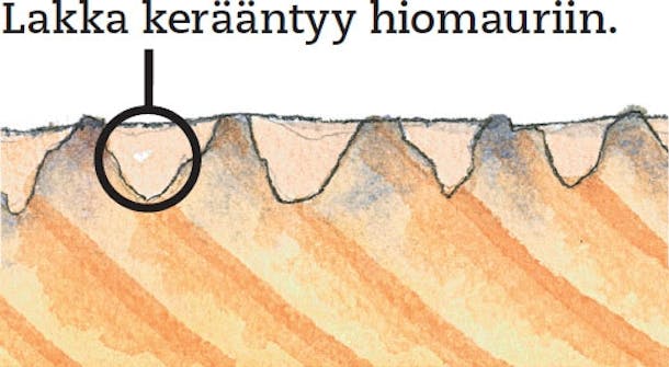 Lakka kerääntyy hiomauriin puulattian hionta